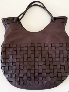 Civico 93 Bag Woven Leather Hobo Saddle Chic Boho Brown Medium